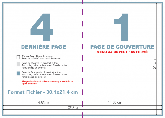 Format A4 ouvert A5 ferme