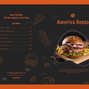 Menu A4 - 350g Brillant + Pelliculage Brillant Recto/Verso (1 pli central)