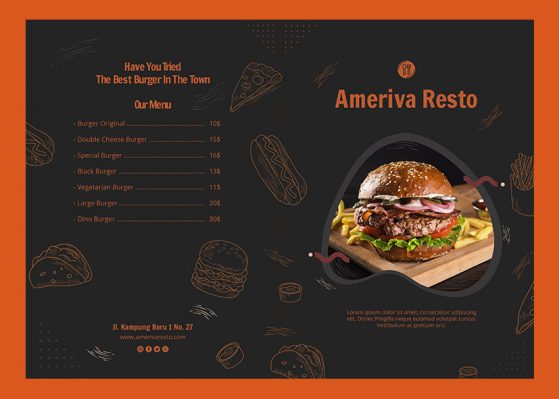 Menu A4 350g Pelliculage Brillant Recto Verso 1 pli central