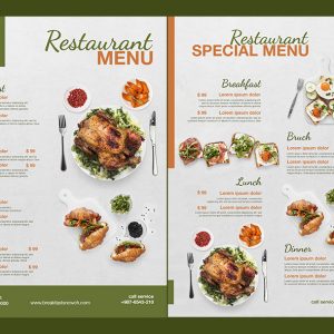Menu A5 - 350g Brillant + Pelliculage Brillant Recto/Verso (1 pli central)