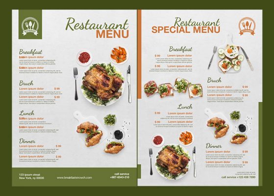 Menu A5 350g Pelliculage Brillant Recto Verso 1 pli central